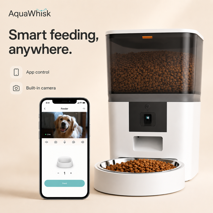 AquaWhisk Smart Pet Feeder with HD Camera 6L