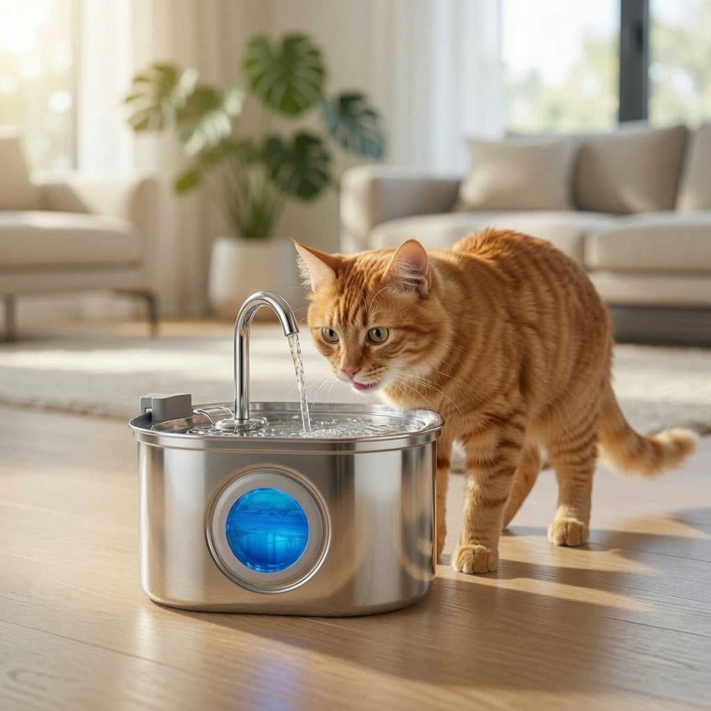 Premium Stainless Steel Cat Water Fountain - Ultra-Quiet