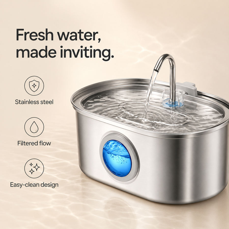 AquaWhisk Stainless Steel Pet Water Fountain